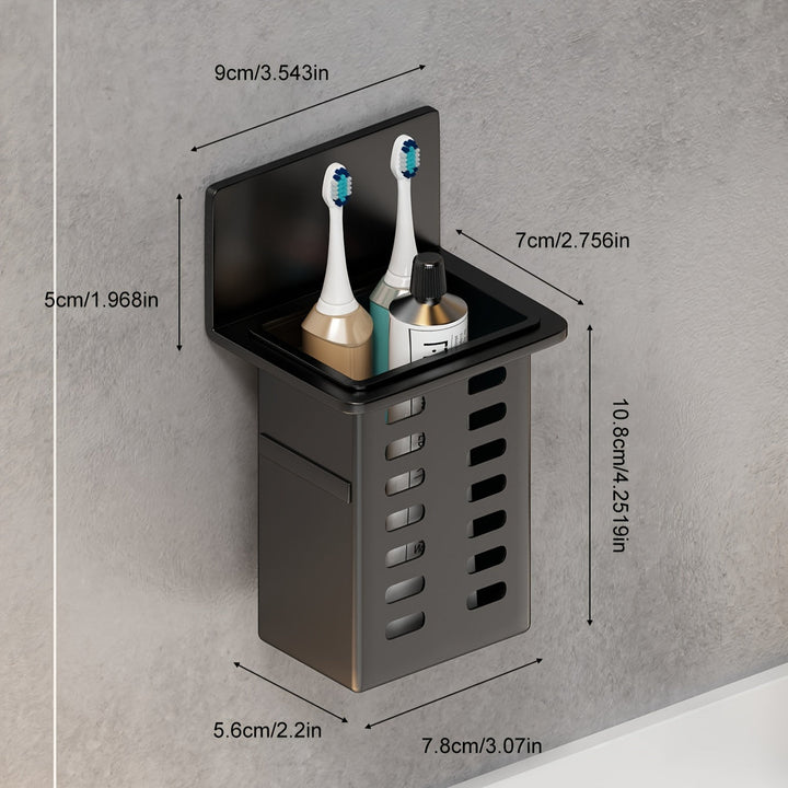 1pc Organizador de Baño Montado en Pared Sin Taladro - Estante Ventilado de Plástico Duradero para Artículos de Aseo, Brochas y Botellas, Almacenamiento Ahorrador de Espacio Blanco y , Fácil Instalación, Estantería para Baño