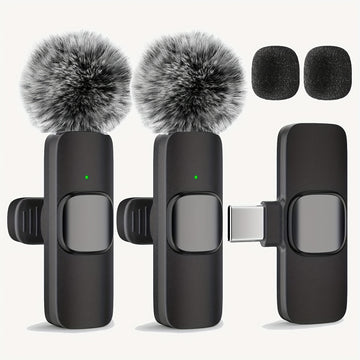 Microfono de Solapa sin varillas con Grabación por Toque Único y USB-C, Batería Recargable para Transmisiones en Vivo, Entrevistas, Vlogs en Smartphone/Portátil/Tableta, Equipo de Vlogging | Diseño Divertido | Micrófono Suave, Microfono sin varillas