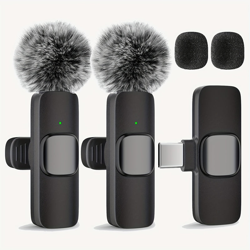 Microfono de Solapa sin varillas con Grabación por Toque Único y USB-C, Batería Recargable para Transmisiones en Vivo, Entrevistas, Vlogs en Smartphone/Portátil/Tableta, Equipo de Vlogging | Diseño Divertido | Micrófono Suave, Microfono sin varillas