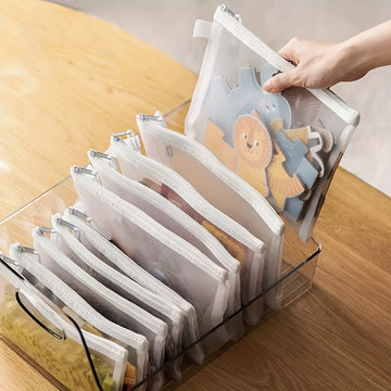 Bolsa de Malla de Plástico de Tamaño Extra Grande con Cremallera, Bolsa Resistente al Agua para Organizar Suministros Escolares y de Oficina, Bolsas para Rompecabezas y Juegos, Bolsa de Malla con Diseño Criptográfico para Suministros Escolares y Organiza