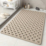 Alfombra de Ducha Antideslizante Meize con Ventosas Fuertes - Drenaje Rápido, Círculos de Masaje, Ideal para Duchas, Hoteles y Bañeras - Gris Oscuro/Khaki, Alfombras de Ducha para el Interior de la Ducha