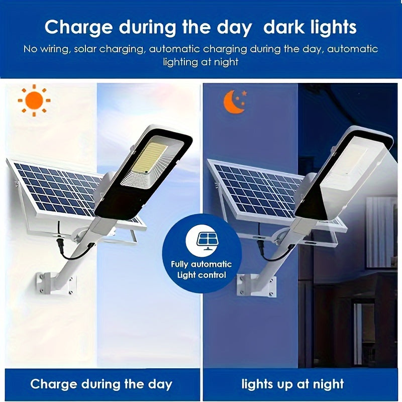 Luz solar para exteriores con 350 LED - 6500K, control remoto, fácil instalación para garaje, jardín, terraza