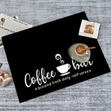 1 alfombrilla para secar platos con estampado de café, decoración para mesa de comedor, ideal para cafeteras y máquinas de espresso