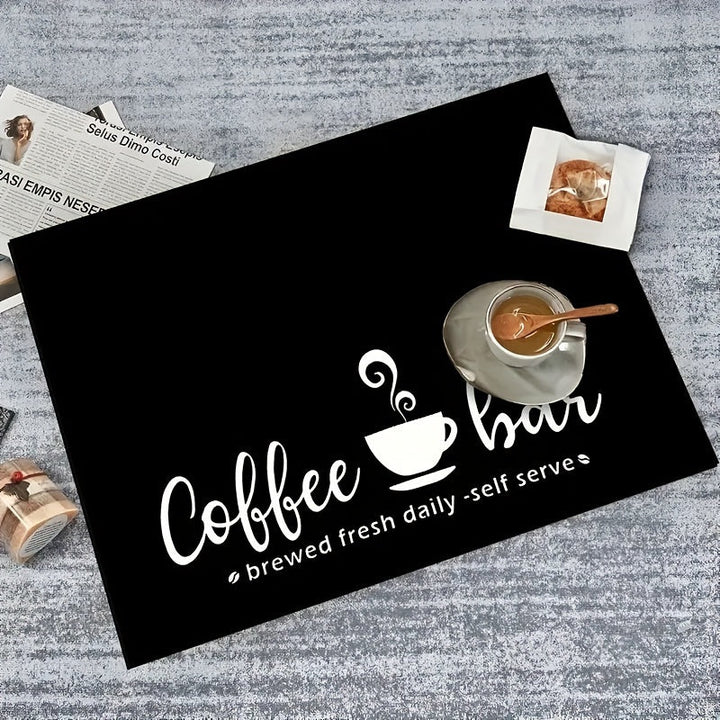 1 alfombrilla para secar platos con estampado de café, decoración para mesa de comedor, ideal para cafeteras y máquinas de espresso
