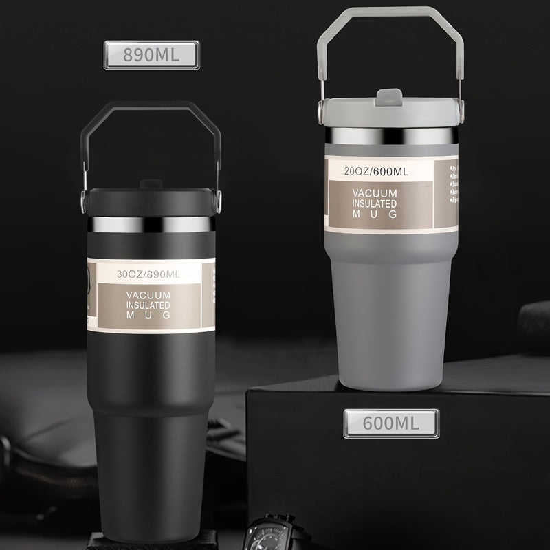 Taza aislada de vacío de acero inoxidable de 30 onzas con tapa - Rotativa, reutilizable, solo lavable a mano, ideal para deportes y uso familiar - Perfecta para Navidad, Día de San Valentín, Día de la Tierra, regalo.