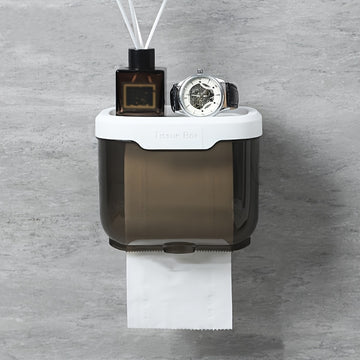 1pc Soporte de Papel Higiénico Impermeable para Montar en la Pared con Cajón - Adhesivo, No Necesita Batería, Ideal para la Organización del Baño y Esenciales de Limpieza