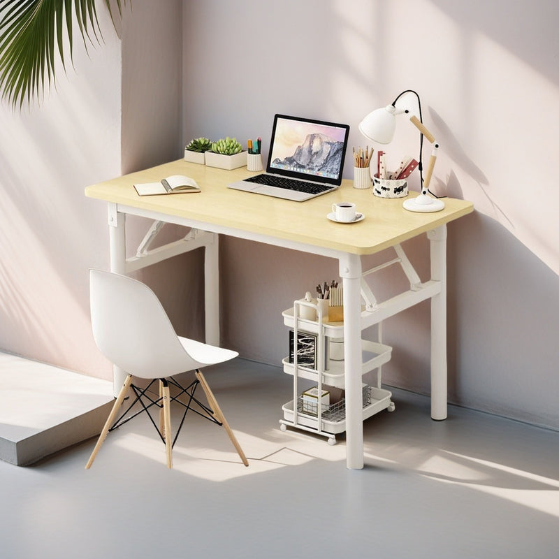 Escritorio plegable de 4 estaciones con silla, simple y fácil de instalar. Estilo moderno, fácilmente integrable en diferentes espacios domésticos y de oficina. Tamaño compacto después de plegar, ahorro de espacio.