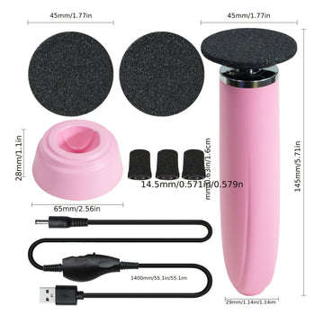 Removedor eléctrico de callos con velocidad ajustable, 3 almohadillas de lijado y 3 cabezales para uñas – Herramienta multiusos para pedicura, exfoliación y eliminación de piel muerta, acabado metálico para hombres y mujeres