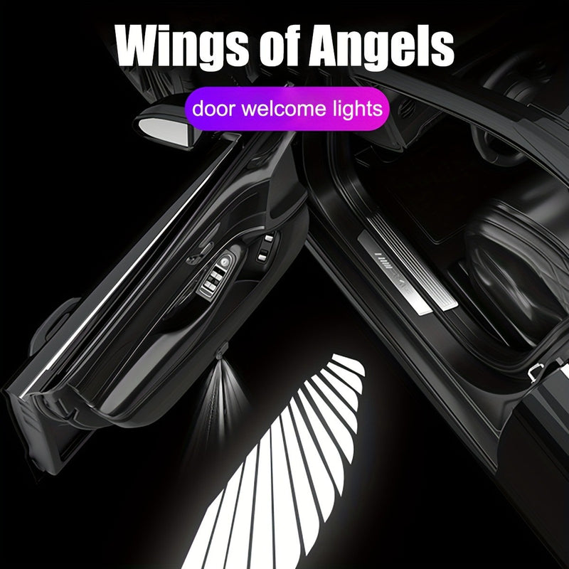 Sensor de puerta de coche con alas de ángel, ajuste universal, con luces de bienvenida para coche