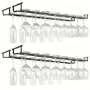 Soporte para Copas de Vino de Hierro de 2 Piezas - Estante Ahorrador de Espacio para Gabinete en Cocina y Bar