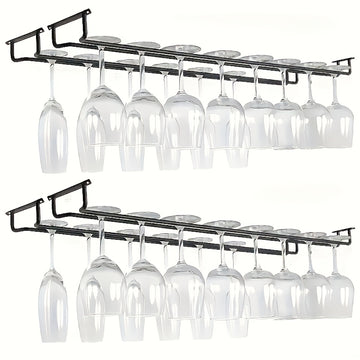 Soporte para Copas de Vino de Hierro de 2 Piezas - Estante Ahorrador de Espacio para Gabinete en Cocina y Bar