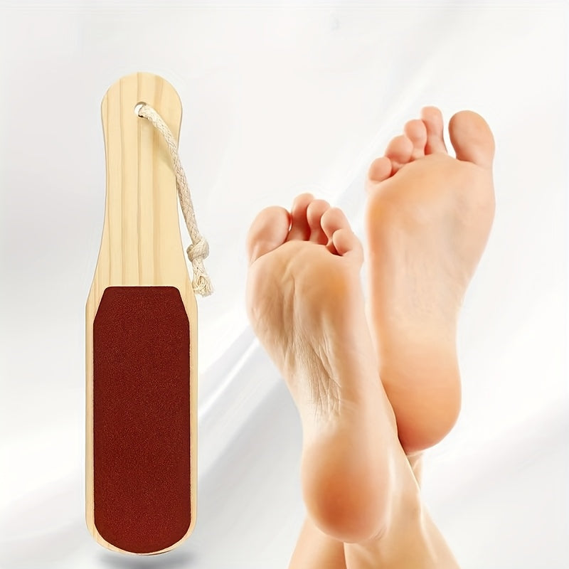 Limpiador de Pies Doble Cara con Mango de Madera, Herramienta para Pedicura, Eliminador de Callosidades y Papel de Lija Beige Claro, Cuidado de los Pies