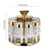 Juego de especias de cocina de 8 botellas con asas doradas - Elegantes frascos de vidrio blanco y dorado para condimentos, pimientas y hierbas, ideales para estanterías giratorias de especias, esenciales para estanterías de especias | Contenedor de espec