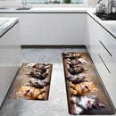 1PC Alfombra de corredor rectangular de punto de poliéster con respaldo antideslizante, lavable a máquina, pelo bajo, patrón de gato suave para cocina, sala de estar, dormitorio, baño, oficina - Alfombra de suelo cómoda y de aspecto fresco
