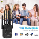 Repetidor de Wifi extremo con enchufe de EE. UU. - Amplificador de señal de 300 Mbps con 6 antenas | Extensor de red de larga distancia | Soporta puertos de red Ethernet | Adaptador de red doméstica de cobertura superadora para 2,4 GHz