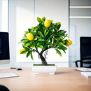 1 árbol de limón simulado con macetas blancas, forma realista. Ideal para decoración interior y exterior, embellece la sala, estudio o dormitorio, crea un ambiente fresco y natural