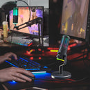Micrófono Lewinner USB con Iluminación RGB, Cancelación de Ruido, Botón de Silencio - Ideal para Juegos, Podcasts, Twitch, PC y Smartphone - Micrófono Condensador Negro con Soporte Ajustable, LEWINNER