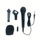 Micrófono Dinámico con Cable Premium para Karaoke, Discursos y Bodas - Portátil con Soporte, Conector XLR, Negro