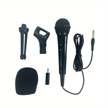 Micrófono Dinámico con Cable Premium para Karaoke, Discursos y Bodas - Portátil con Soporte, Conector XLR, Negro