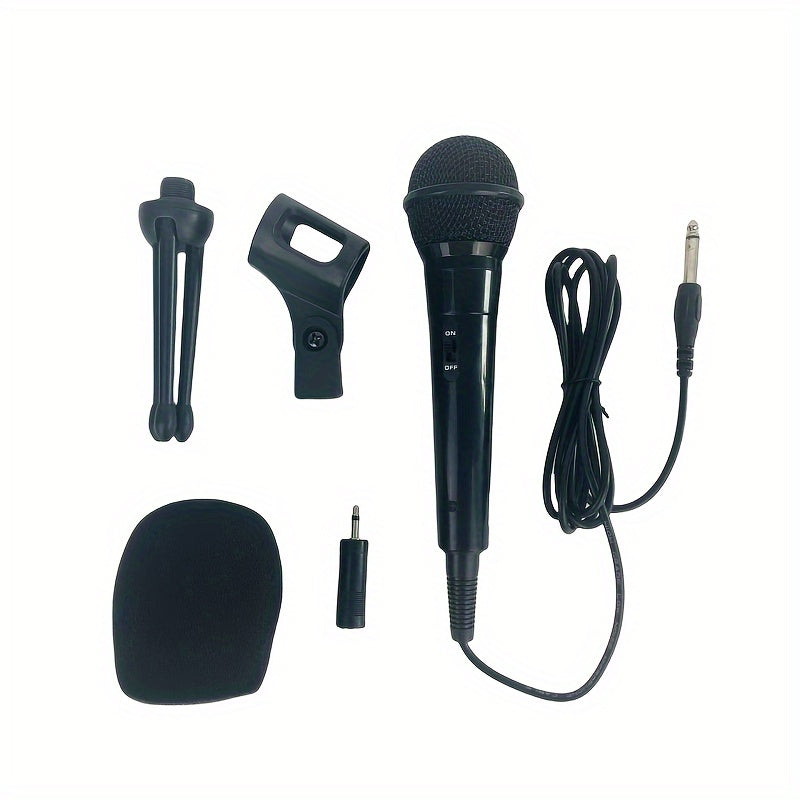 Micrófono Dinámico con Cable Premium para Karaoke, Discursos y Bodas - Portátil con Soporte, Conector XLR, Negro