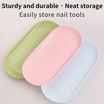 1pc Bandeja para Salón de Uñas - Bandeja Ovalada de Desinfección, Organizador para Técnicos de Manicura y Pedicura, Spa - Superficie Fácil de Limpiar para Almacenar Herramientas de Cuidado de Uñas - Sin Necesidad de Energía, Suministros para Salones y Ho