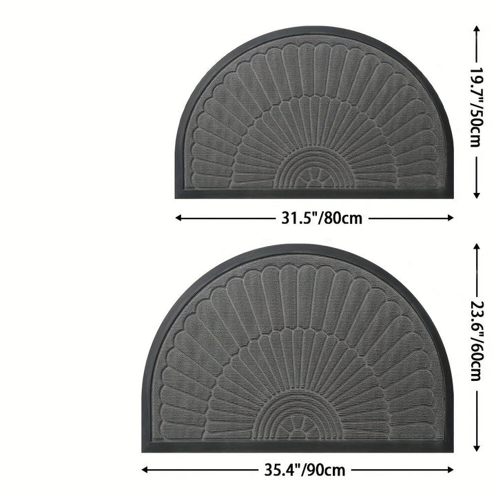 Tapete de entrada resistente, 1 pieza, semicircular, para interior y exterior, alfombra de bienvenida, duradera, perfil bajo, ideal para entrada, patio, garaje y áreas de mucho tráfico, decoración navideña, regalo de Navidad