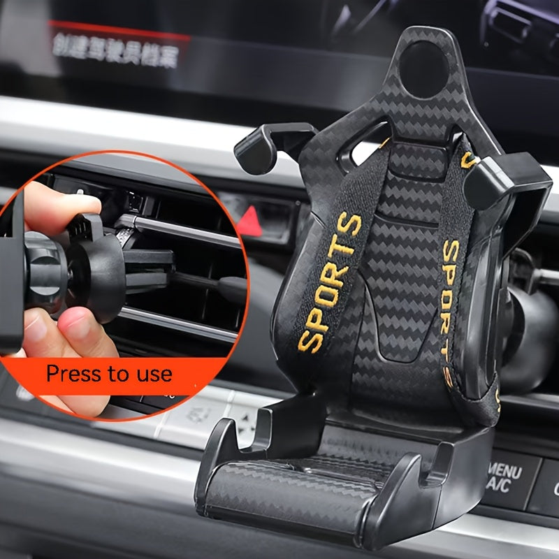 Soporte para Teléfono de Coche de Fibra de Carbono - Agarre Ajustable para Rejilla de Aire con Detalles Rojos, Material ABS Negro, Compatible con la Mayoría de Vehículos, Soporte para Rejilla de Aire | Diseño Moderno | Material ABS Duradero, Porta Teléfo