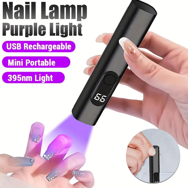 1pc MACROCOSM Linterna Recargable de 395nm - Luz para Curar Uñas, Detección de Manchas de Orina y Polvo Fluorescente, Pantalla Digital, Carga USB, Diseño Compacto para Hoteles e Inspecciones, Batería Duradera