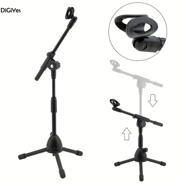 Soporte de Micrófono Retráctil de Brazo Oscilante Montado en el Suelo para Actuaciones en Escenario/Conciertos con Trípode, Soporte de Trípode