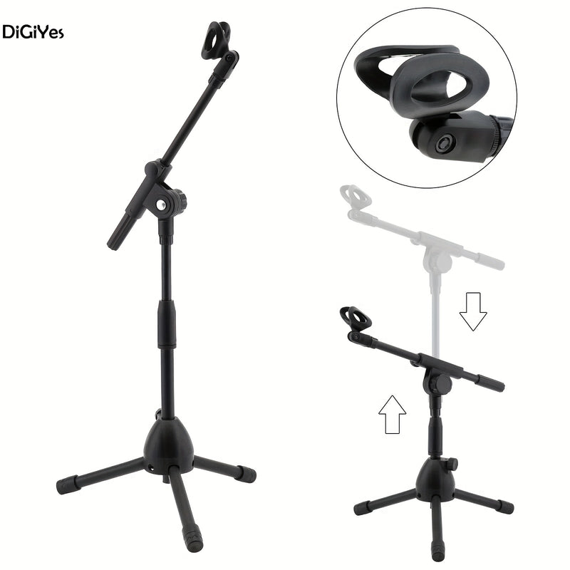 Soporte de Micrófono Retráctil de Brazo Oscilante Montado en el Suelo para Actuaciones en Escenario/Conciertos con Trípode, Soporte de Trípode