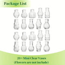 20 piezas de jarrones de flores de vidrio vintage para centros de mesa - Jarrón de flores transparente de miniatura, conjunto de diseños variados (flores, frutas, verduras), ideal para decoración del hogar, jarrones de decoración del hogar