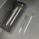 Estuche de exhibición de espada negra de lujo - 10,6" (26,49 cm) caja de almacenamiento de armas antiguas con diseño ornamentado, caja de regalo de cartón duro para cumpleaños, Navidad, Halloween y fiestas, regalo coleccionable, ideal para Navidad