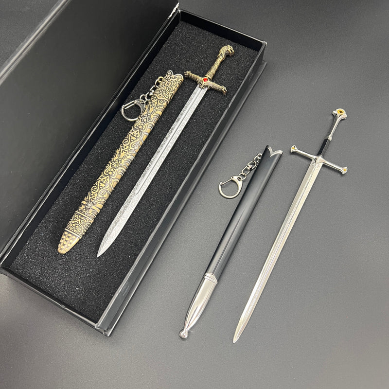 Estuche de exhibición de espada negra de lujo - 10,6" (26,49 cm) caja de almacenamiento de armas antiguas con diseño ornamentado, caja de regalo de cartón duro para cumpleaños, Navidad, Halloween y fiestas, regalo coleccionable, ideal para Navidad