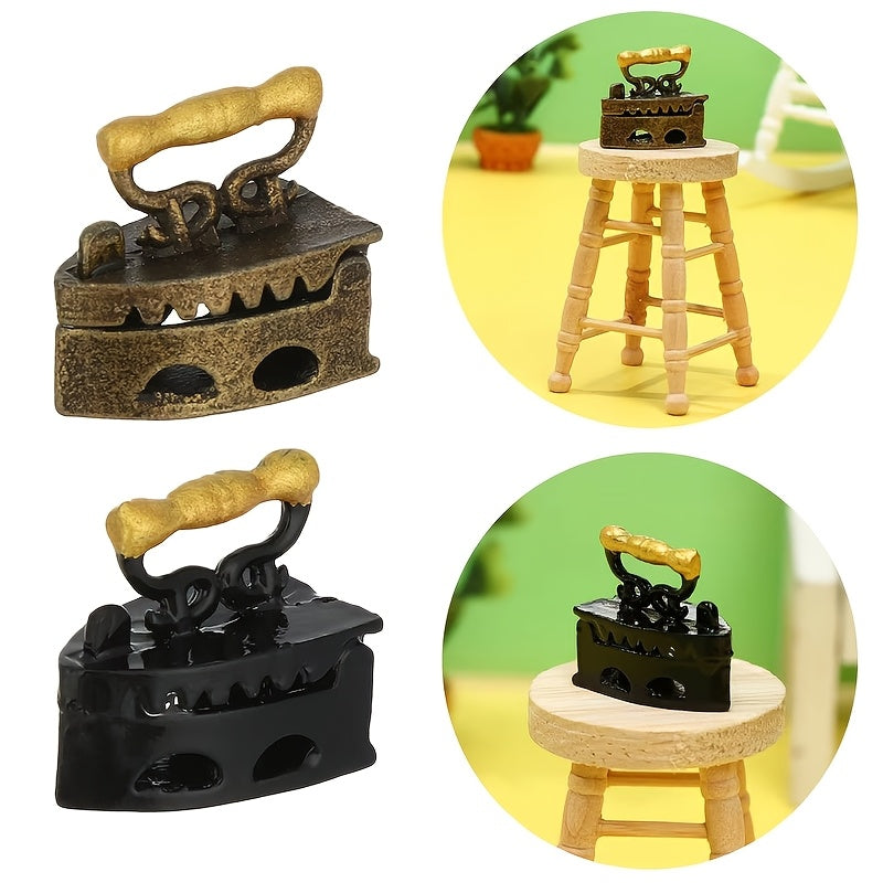 1pc Miniatura de Hierro Vintage, Decoración de Mesa de Metal, Accesorio Clásico para Casa de Muñecas, Ideal para Regalo del Día de la Madre y Manualidades de Bricolaje, No Requiere Electricidad