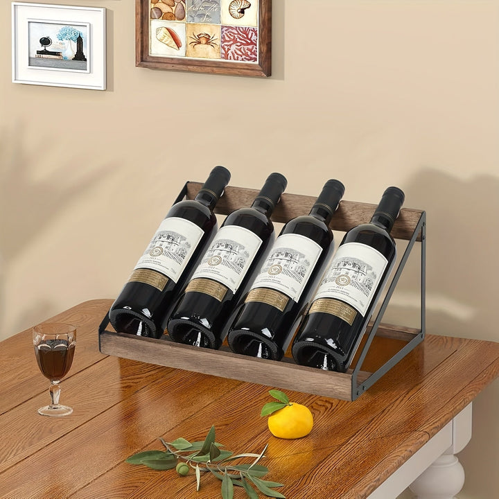 Nuevo Estante de Vino Trapecio para Vino Tinto, Colgante en Ángulo con 4 Botellas de Vino, Soporte de Exhibición de Madera para Uso Doméstico, Suministros de Cocina Retro y Simples para el Hogar, Regalo Portavinos