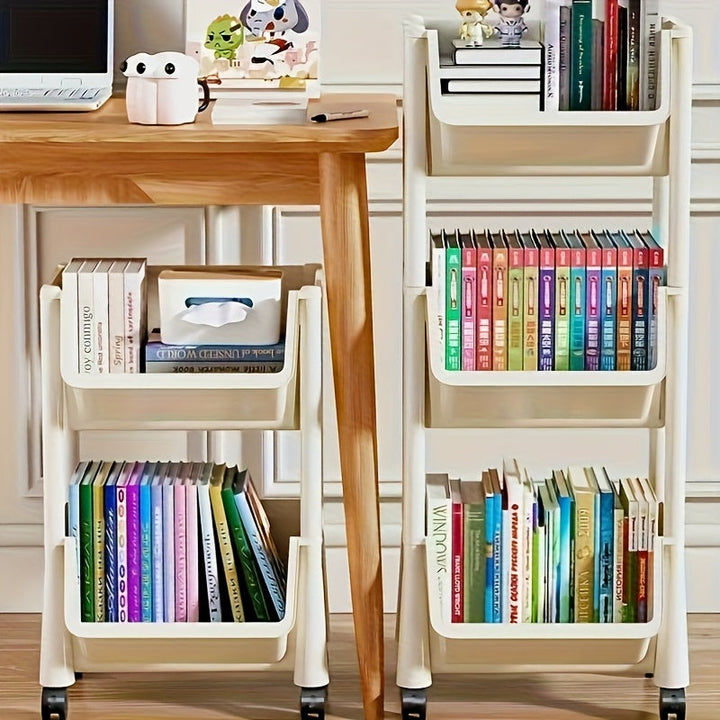 Estantería de Almacenamiento de Una Pieza para Cocina y Hogar, Organizador de Juguetes con Estante Móvil Multinivel para Bocadillos y Libros, Carro Utilitario