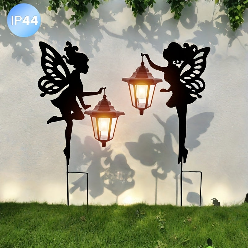 2 Piezas de Luces Solares QUTERHERO para Jardín - Decoración Impermeable con Siluetas Encantadoras, Carga Solar Automática y Luz Cálida, Construcción Duradera en Hierro para Patio, Césped o Exterior, Diseño Resistente al Clima, Adornos para Jardín y Terr