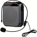 1pc HOTU Megaphone portátil recargable por USB con auriculares con cable, micrófono, pantalla digital, batería de 2200 mAh - Ideal para profesores, conferencias y viajes