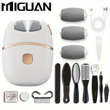 Amoladora Eléctrica para Pies con 3 Cabezales de Repuesto, Juego de Herramientas de Pedicura de 10 Piezas, Lima Eléctrica - 2 Velocidades, Batería de Litio 400mAh, Luces LED Auxiliares, Compacta y Portátil para Viajes - El Mejor Regalo para el Día del Pa