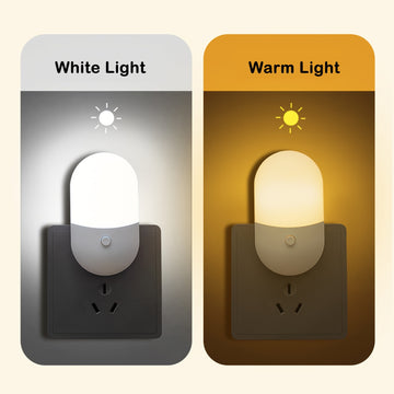 Luz Nocturna LED | Lámpara de Pared Blanca Moderna con Plástico y Brillo Ajustable | Eficiente en Energía, Control por Botón Regulable | Ideal para Dormitorios, Baños, Escaleras y Cocinas | Diseño Elegante, Fácil Instalación, Iluminación para Baño | Lámp