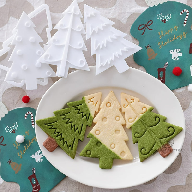 Molde de galletas de árbol de Navidad estilo nórdico - Herramienta de repostería DIY de plástico para galletas caseras, perfecta para Navidad, Acción de Gracias, Día de San Valentín y Día de la Madre, esenciales para la repostería festiva | Moldes decora