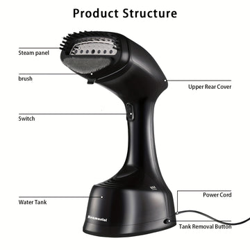 Vaporizador portátil para ropa con cepillo - Calentamiento rápido, potente plancha a vapor para ropa, capacidad grande de 250ml, 1100W, enchufe de 110V, ideal para hogar, viajes, residencias y oficina, diseño compacto para fácil almacenamiento, cuidado d