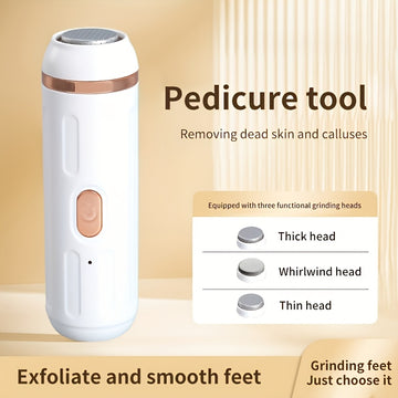 Herramienta eléctrica para pulir pies con carga, ideal para pies gruesos, elimina queratina de manera conveniente y sencilla, diseño blanco minimalista