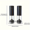 Juego de 2 Piezas, Molinillo Eléctrico de Pimienta con Almacenamiento Inferior, Sal y Pimienta Automático, Molinillo de Especias de Acero Inoxidable, Cuerpo Transparente, Funciona con Batería, Esencial para la Cocina, Regalo Ideal para Fiestas