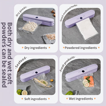 Máquina de sellado inteligente con pantalla LED mejorada, con gran capacidad de almacenamiento - Recargable por USB, batería de litio, eficiente para la conservación de alimentos, organización de la cocina | Accesorio de cocina moderno | Dispositivo reca