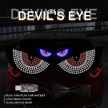 Conjunto de Luces Expresivas para Coche con Ojos del Diablo en LED, Lámparas Decorativas para Camiones y Autos con Conexión USB