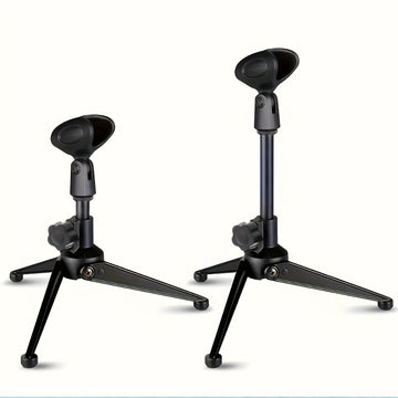 Soporte de micrófono de escritorio plegable y portátil con trípode, soporte para micrófono de escritorio, base triangular sólida, altura retráctil del soporte triangular, gran compatibilidad, adecuado para grabaciones, podcasts, transmisiones en vivo, co