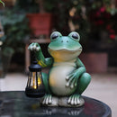 Estatua de farol de rana con energía solar - Decoración de jardín de resina encantadora con efecto 3D, perfecta para patios al aire libre, césped y caminos, regalo ideal para mujeres, mamá, abuela en Acción de Gracias y Navidad, decoración de jardín de r