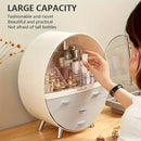 Organizador de cosméticos redondo con cajones, caja de almacenamiento de maquillaje de plástico de gran capacidad, estuche de tocador, elegante y que ahorra espacio para tocador y baño
