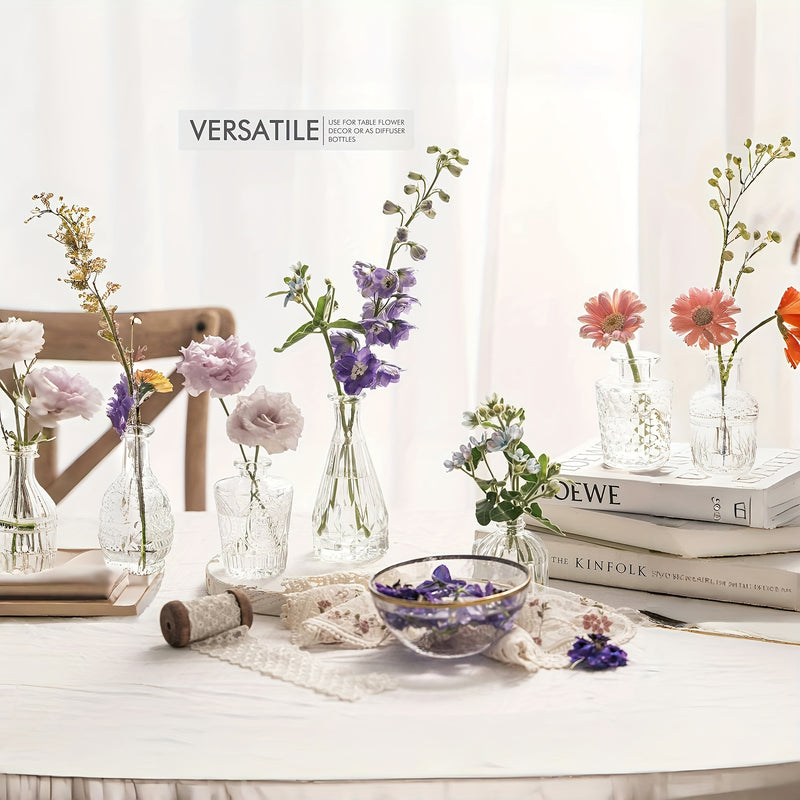 Juego de 10 floreros pequeños decorativos de vidrio, floreros miniatura para decoración de mesa, boda rústica o hogar